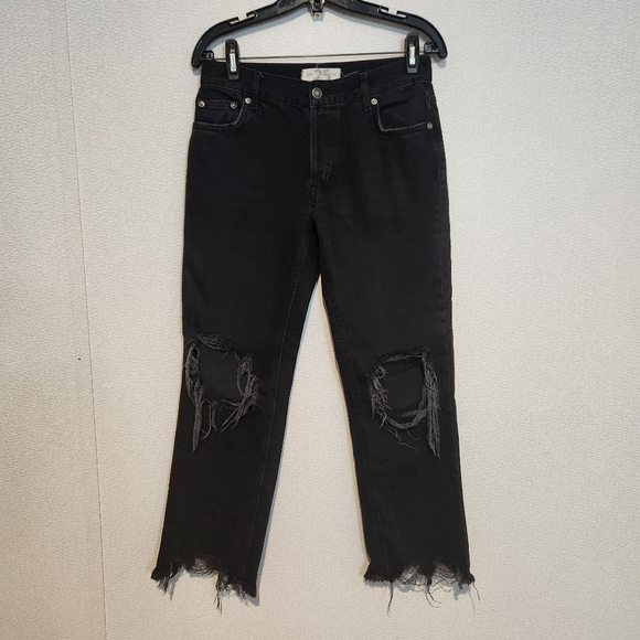 We The Free Free People Maggie Straight Jean In Black Size 25 Button Fly - Picture 1 of 7
